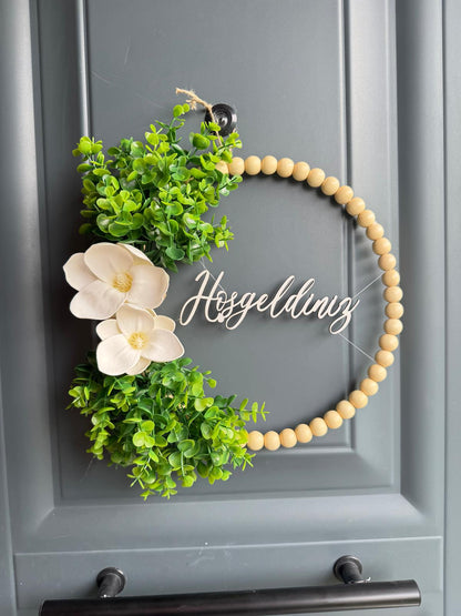 Remo Design Hoşgeldiniz Manolya Şimşir Kapı Süsü ( 30 cm )