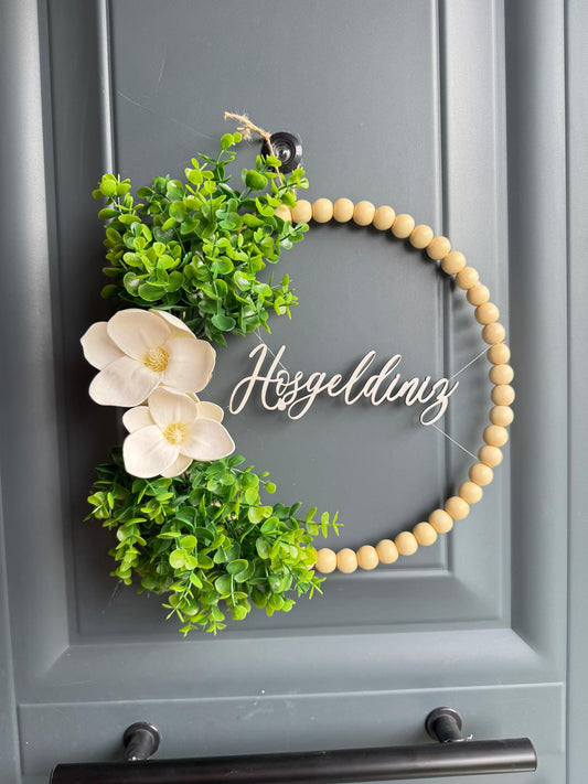 Remo Design Hoşgeldiniz Manolya Şimşir Kapı Süsü ( 30 cm )