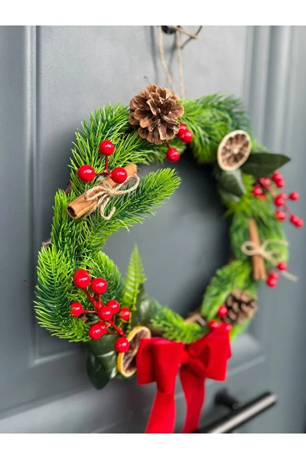 Remo Design Yılbaşı Kapı Süsü , Yılbaşı Çelengi 30 cm