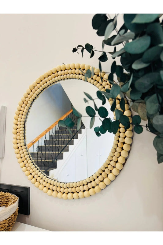 Remo Design Ahşap Boncuklu Ayna ( 40 cm )