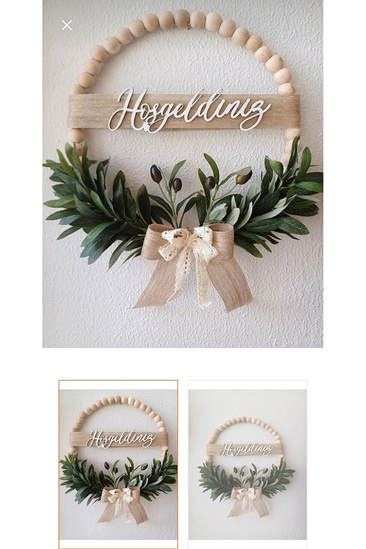 Ahşap Boncuklu Zeytin Dalı Kapı Süsü