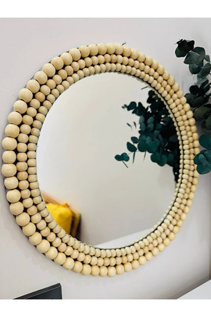 Remo Design Ahşap Boncuklu Ayna ( 40 cm )